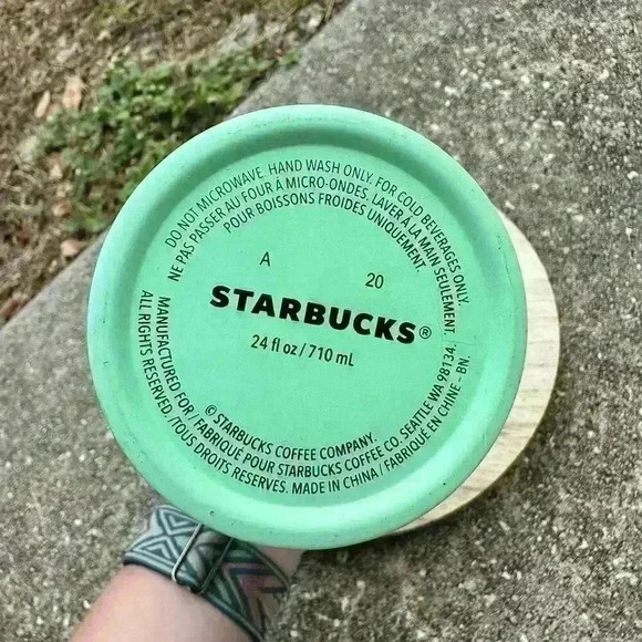 RARE New Starbucks Tumbler Hibiscus Stainless Venti 24 oz Mint Teal Cold Cup HTF - Picture 3 of 5